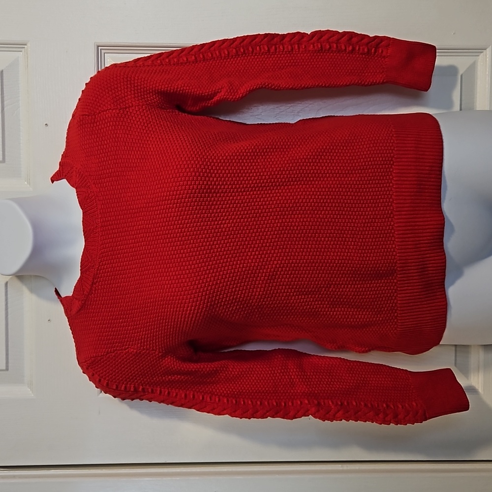 LOFT, red, long sleeve, 100% cotton, sweater.  Size M.